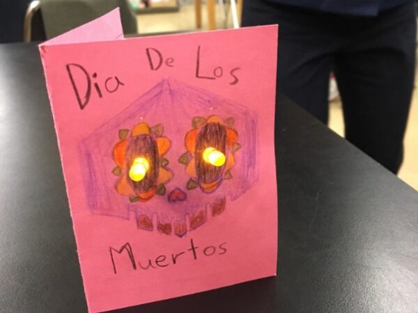 A 2-light card celebrating Dia de Los Muertos (Day of the Dead).